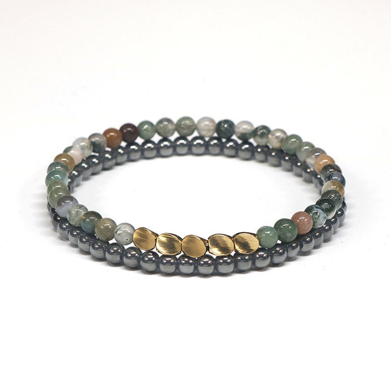 Matte Bronze Indian Agate Beads Unisex Bracelet Gift