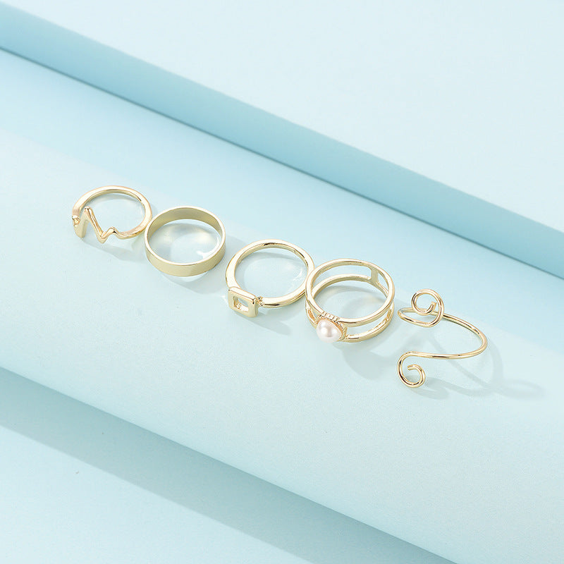 Geometric Alloy Ring Set for Women, Anniversary Electroplated Knuckle and Stacking Fashion Rings Jewelry Gift