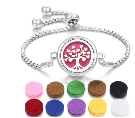 Aromatherapy Essential Oil Diffuser Unisex Bracelet Alloy Locket Electroplated Finish Jewelry Gift For Her Box