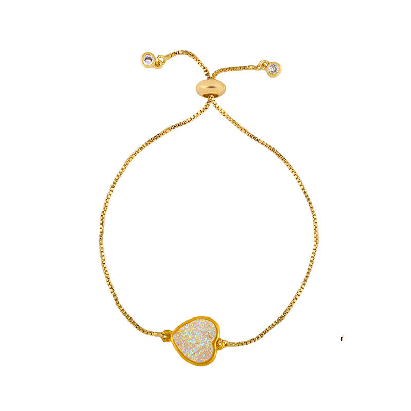 Womens Pearl Bracelet Gold Plated With Artificial Gemstones HeartCross CrownCharms 23cm Chain 24mm Pendant for