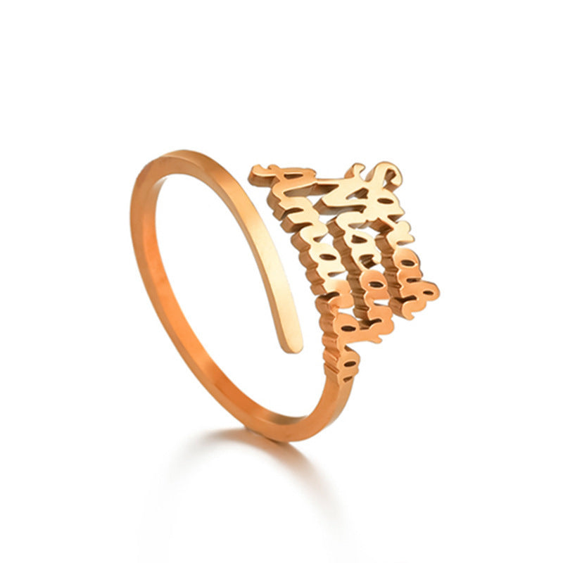 Stainless Steel Personalized Name Rings For Couples Unisex Adjustable Engraved Jewelry For Loved Ones Keepsake