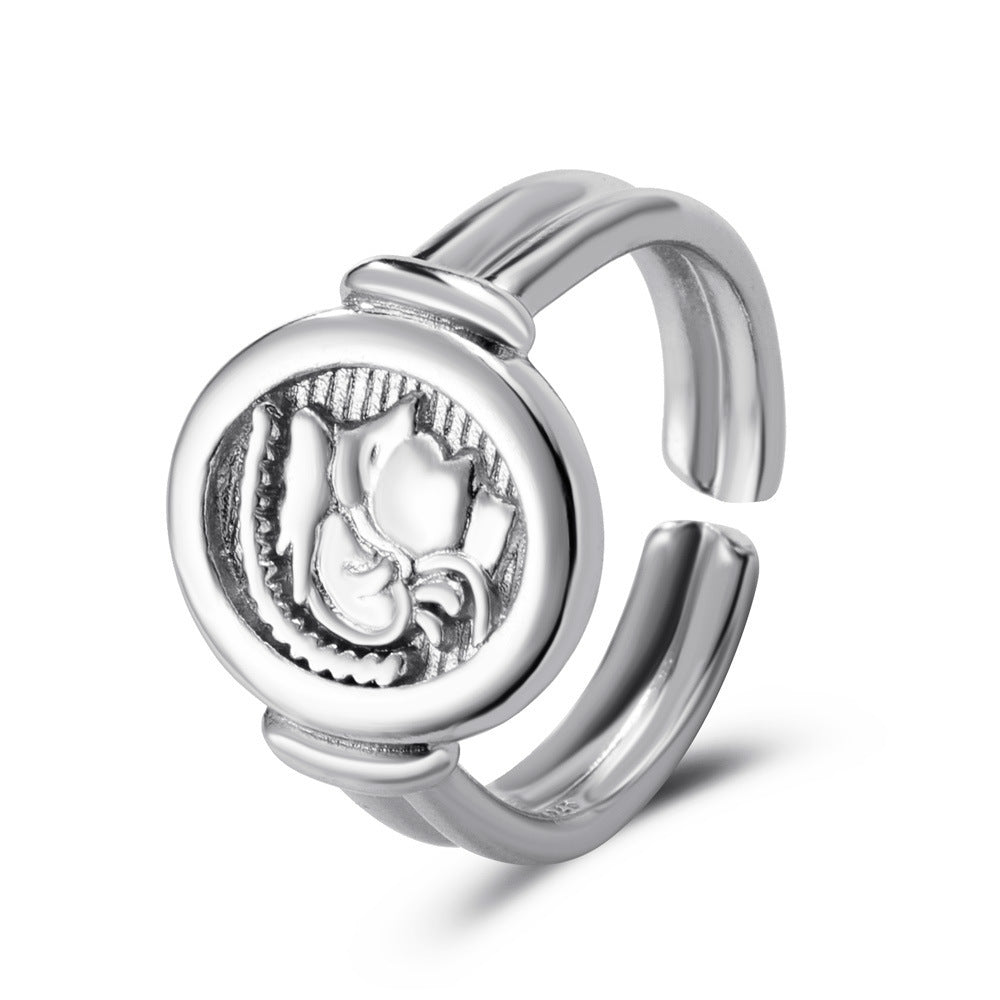 Womens Alloy Rings Retro Geometric Pearl Portrait Ring Love Rings Fashion Jewelry Unto Women Metal Rings Retro