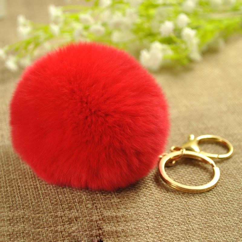 Rabbit Fur Ball Keychain Adorable Animal Key Chain Accessory Perfect Gift for Women Teens and Girls Fluffy Keyring