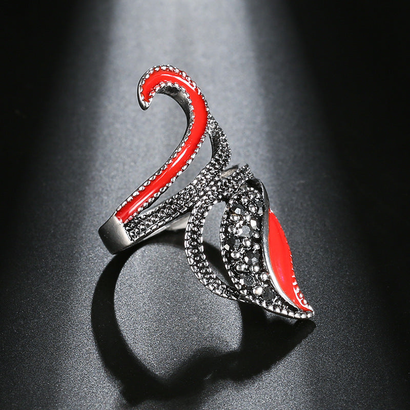 Womens Alloy Leaf Feather Ring Simple Fashion Jewelry Gift