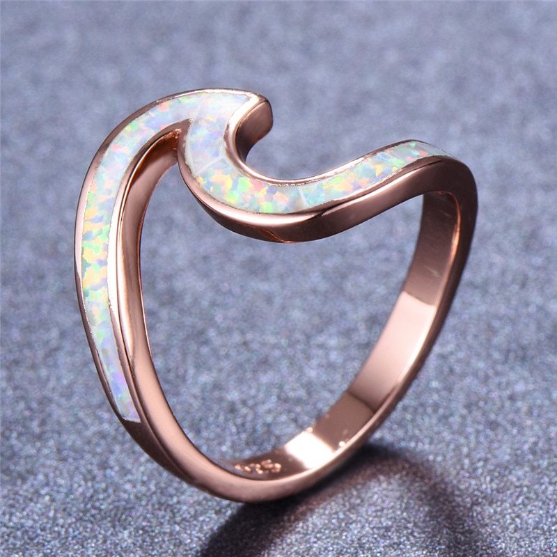 Rose Gold Opal Ring Exquisite Two Shape Design For Daily Wear And Wedding Engagement Anniversary Birthday Gift