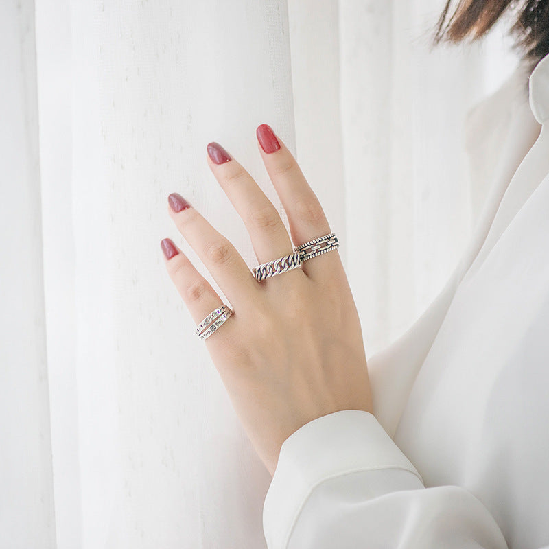 Womens Smiley Face Ring Plated Copper Jewelry Simple Band Ring Double Layer Statement Ring 9mm Wide Fashion Accessory