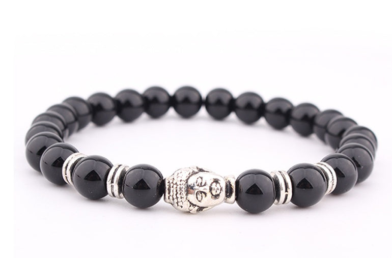 Unisex Lava Stone Bracelet Buddha Head Ethnic Bead Peaceful Warrior Alloy Plated Jewelry Ethnic Style Bead Art