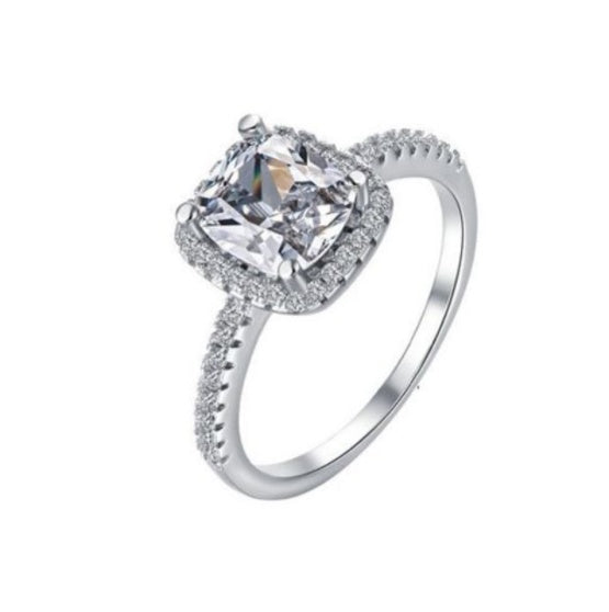 Womens Heart Shaped Ring European Design Gemstones Brass White Steel Alloy Fashion Jewelry Gift For Daily Wear