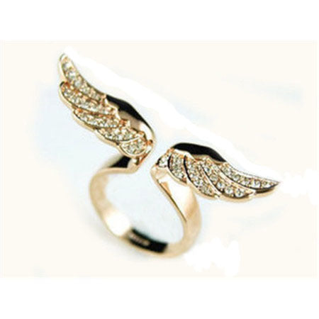 Angel Winged Rings With Gemstones Electroplated Alloy Unisex Fashion Jewelry Birthday Gifts Statement Accessory