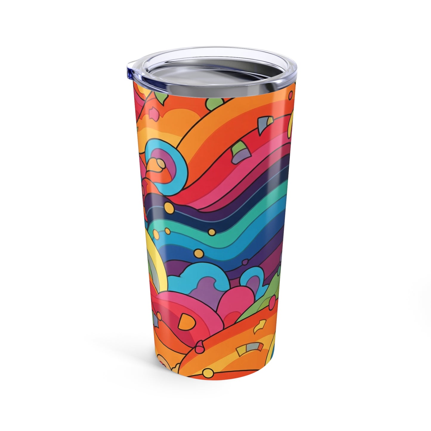 20 Ounce Stainless Steel Tumbler With Printed Design Double Wall Vacuum Insulation Spill Resistant Thermal Coffee