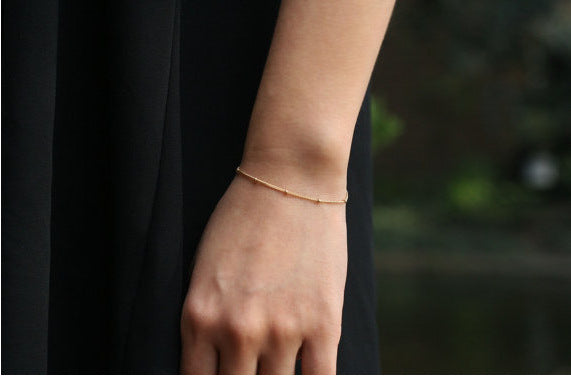 Womens Bead Chain Bracelets Adjustable Copper Jewelry Gift for Birthday Valentines Day Gift for Women and Girls