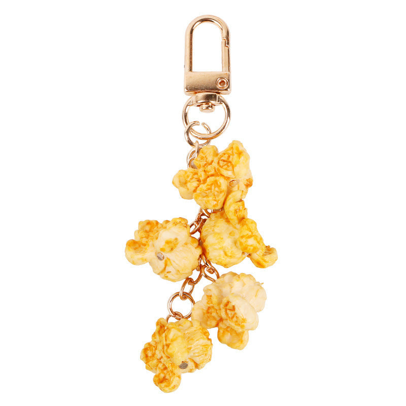 Resin Popcorn Keychain Cute Simulation Food Keyring For Phone Bag And Keys Yellow Cute Accessory Decor Pro Kit
