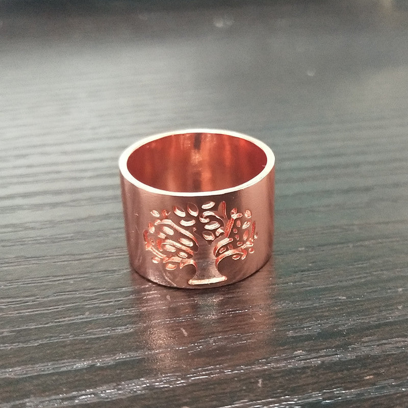 Womens Hollow Tree of Life Copper Ring Electroplated Silver Gold Rose Gold Fashion Jewelry Statement Ring for Women