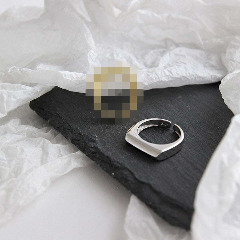 Silver Plated Geometric Ring For Women Smooth Face Jewelry European And American Style Fashion Ring Elegant Everyday
