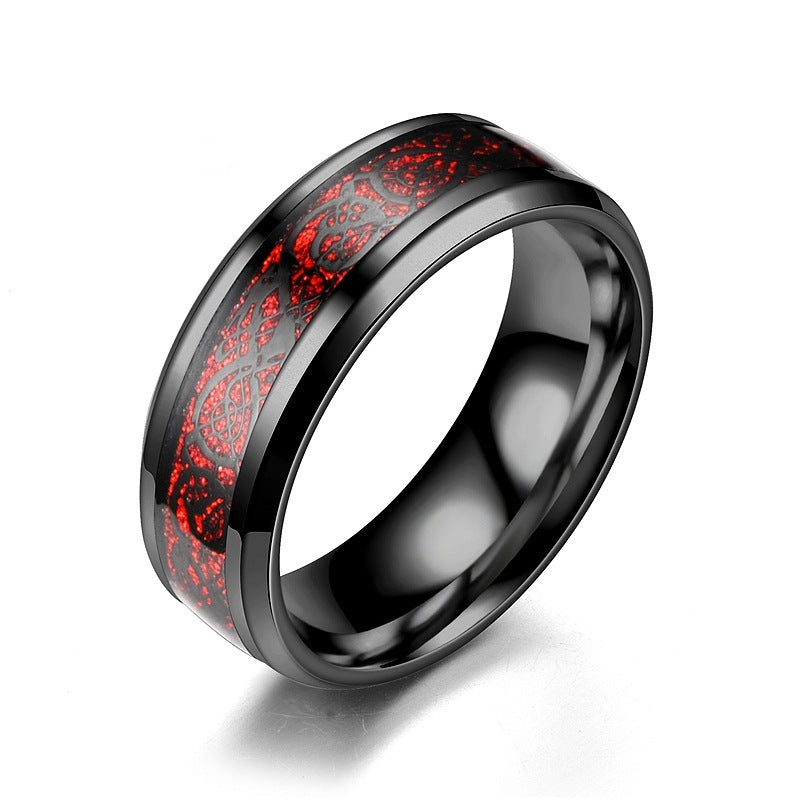Stainless Steel Dragon Ring Zodiac Pattern Band Gift Travel