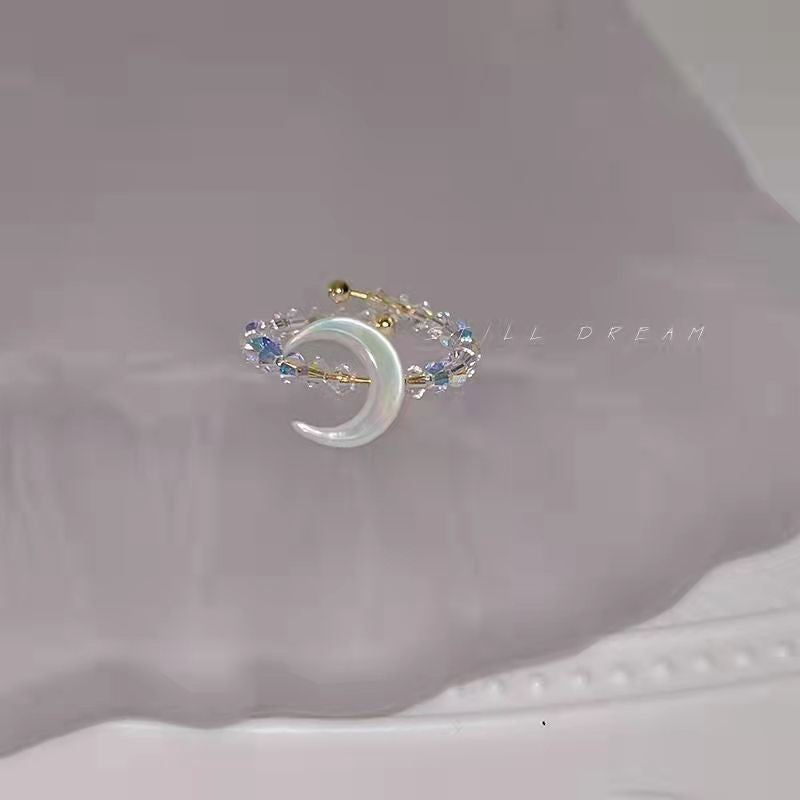 Womens Geometric Alloy Ring Beaded Ring With Rainbow Elements Multi Treasure Design Jewelry Gift For Her Alloy