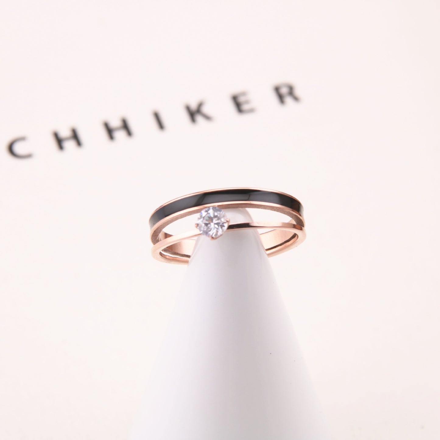 Womens Double Layer Black Face Fashion Ring With Diamond Accent Index Finger Ring Multi Layer Must Have Fashion Women