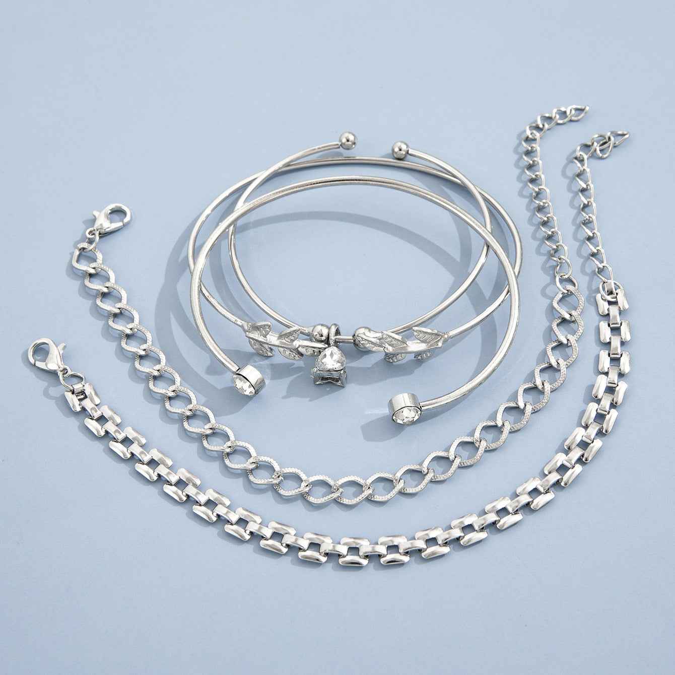 Bracelet Set for Women Rhinestone Beaded 5 Piece Jewelry