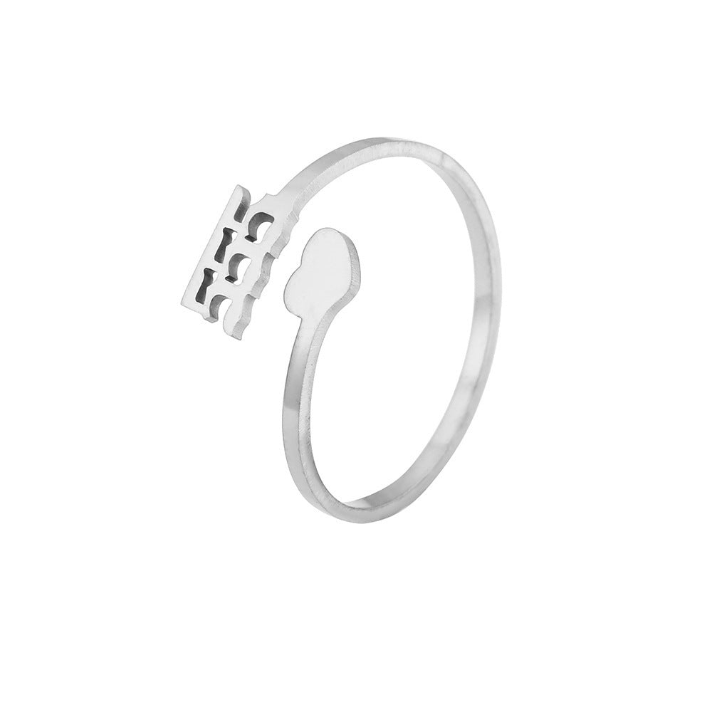 Stainless Steel Number Ring Personalized Fashion Minimalist Ring Electroplated Steel Band Gold Or Silver Finish