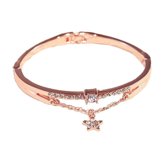 Rose Gold Star Rhinestone Bracelet For Women Fashion
