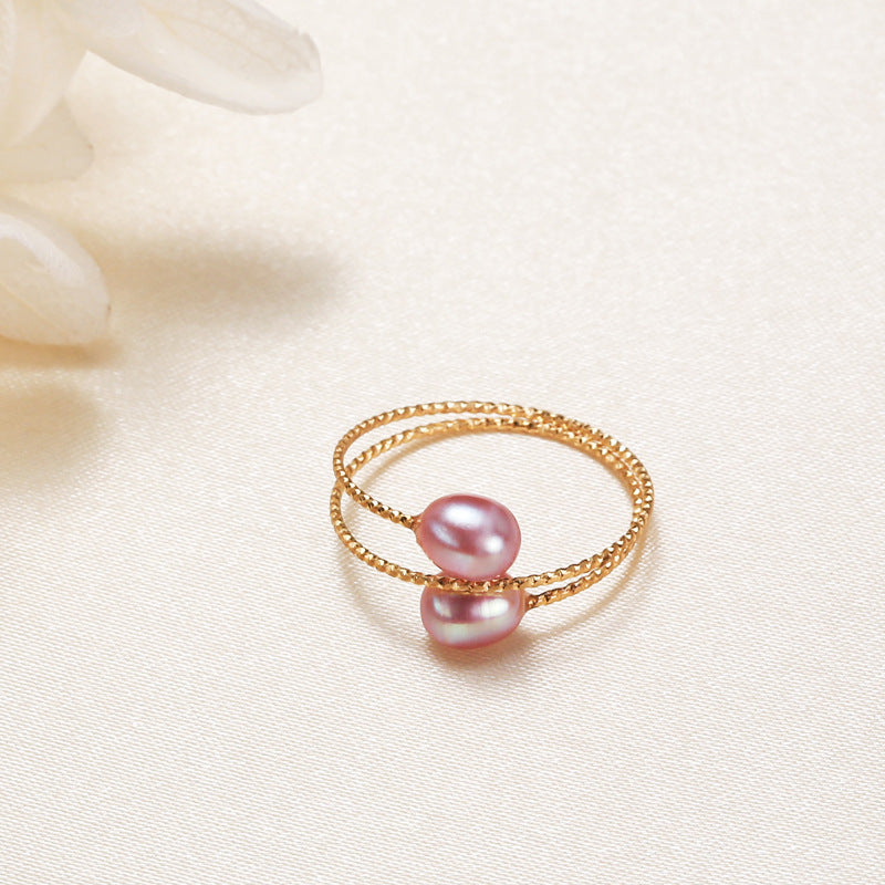 Womens Personalized Pearl Ring With Freshwater Pearls Rice Droplet Circle White Pink Purple Copper Alloy Pearl