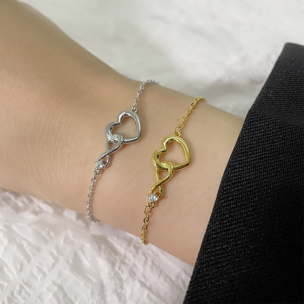 Womens Heart Copper Bracelet With Zirconia And Extension Chain Fashion Jewelry Gift For Anniversary Birthday Today