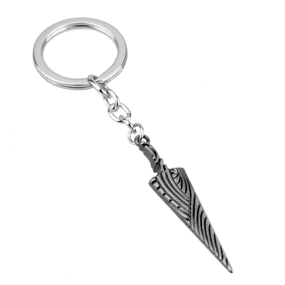 Silver Sabre Nail Keychain Pendant Electroplated Zinc Alloy Fashion Accessory 6.3cm Length Necklace Gift Ready