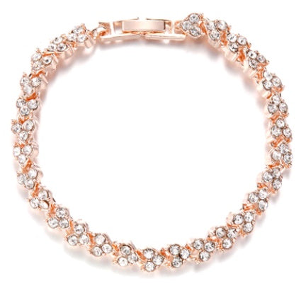 Heart Shaped Gemstone Bracelet For Women Diamond Sparkling Alloy Jewelry Elegant Fashion Accessory Giftset New