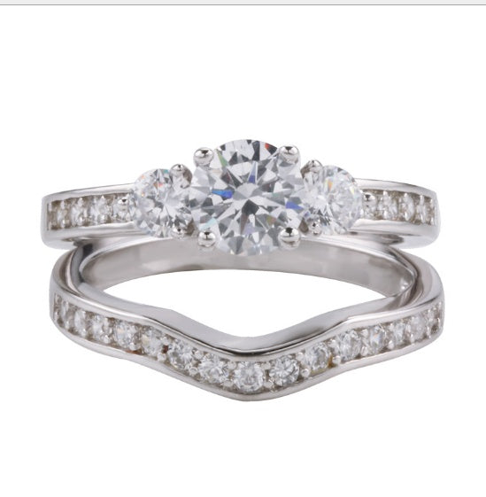 White Copper Plated Ring With Simulated Diamonds For Couples Lily Life Love Engagement Proposal Jewelry For All Time