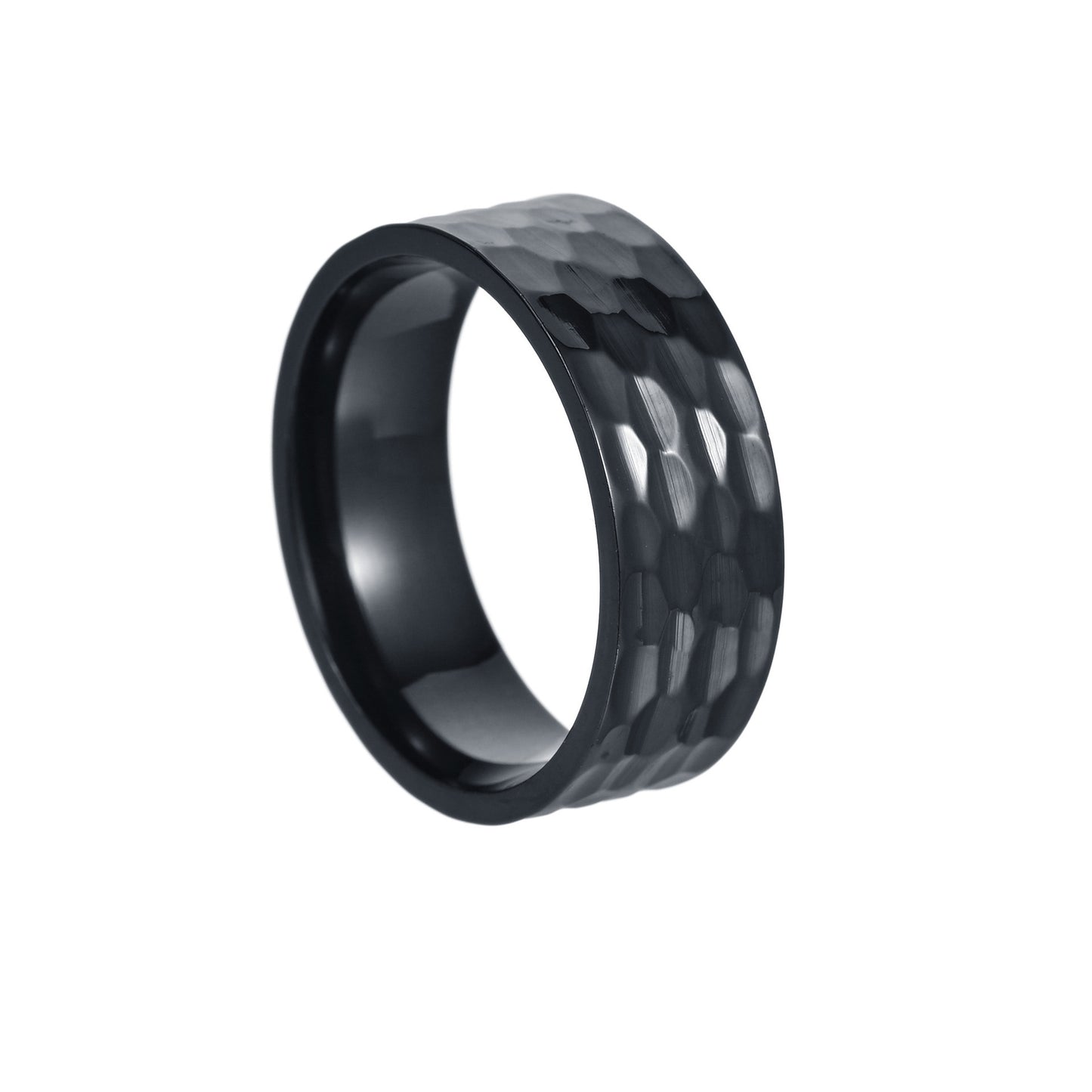 Mens Titanium Steel Ring 8mm Band Vacuum Plated Gold Black Simple Band Ring For Men Sizes 7 To 13 Everyday Use