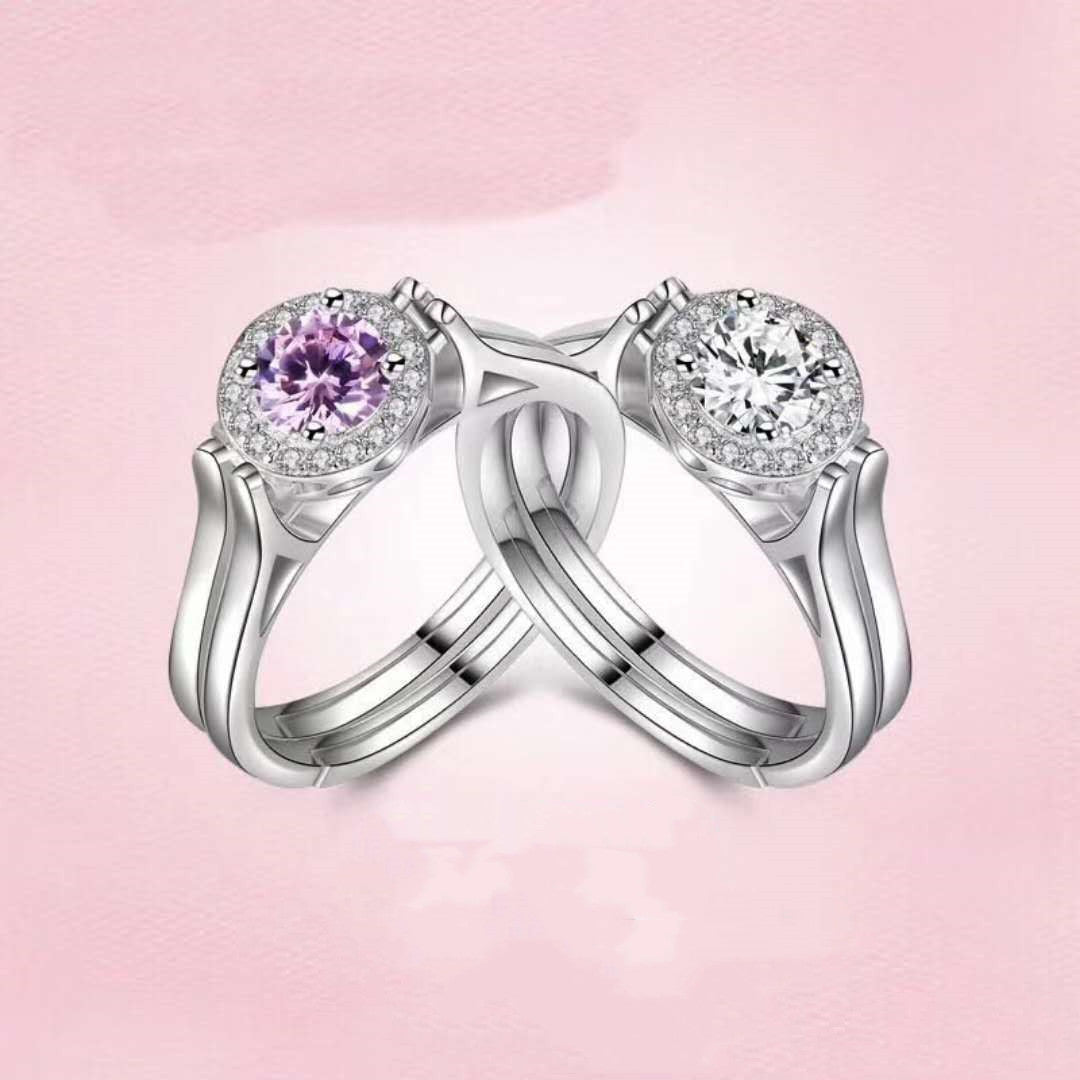 Adjustable Copper Ring Heart Design With Alloy Gemstones Electroplated Finish Fashion Jewelry Gift For Her Gift