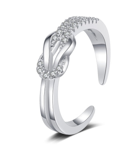 Open Ring Personalized Womens Adjustable Copper Ring With Geometric Design In Platinum Tone Elegant Daily Wear