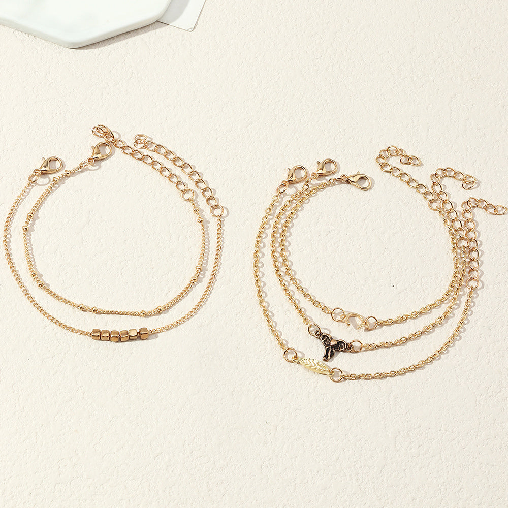 Womens Bracelet Set Five Piece Irregular Electroplated Alloy Fashion Jewelry Bracelets Popular Design Metal Set