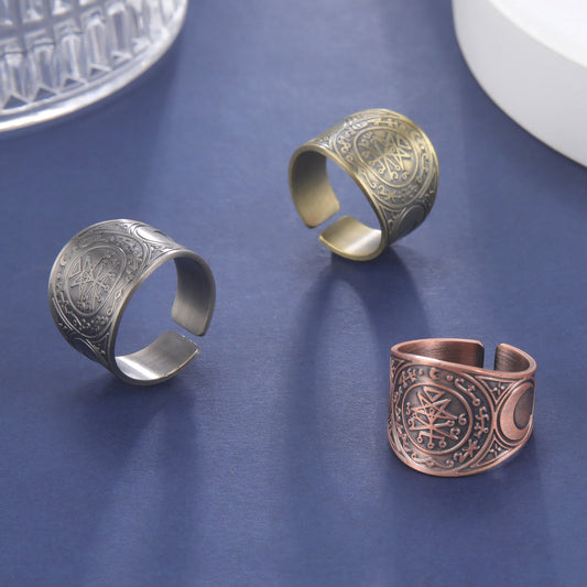 Personalized Moon Ring Duo Copper On Sides Retro Jewelry