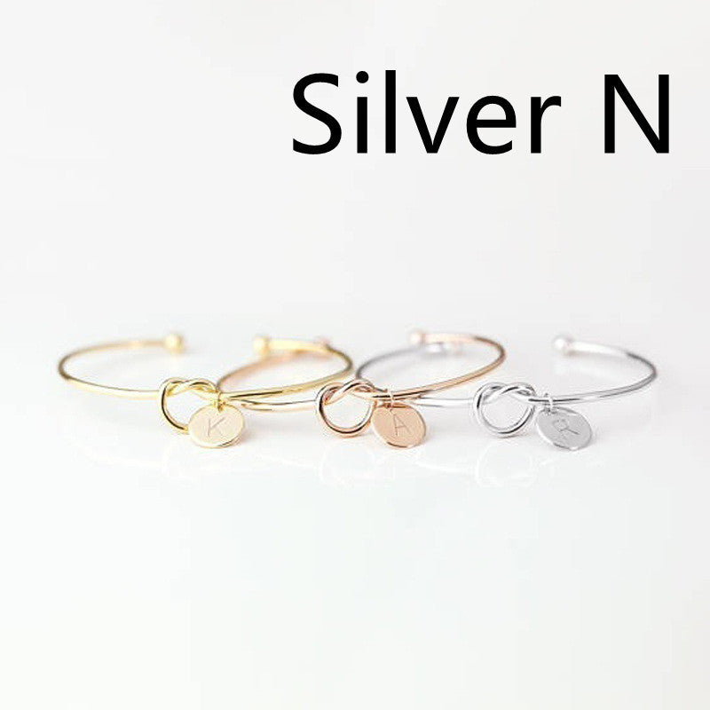Womens Alloy Letter Bracelet Dead Knot Bangle Jewelry Gold