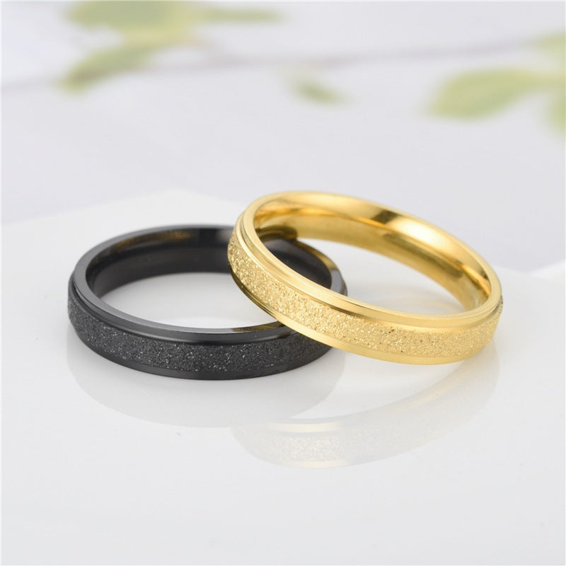 Womens Stainless Steel Frosted Ring 6MM Width 2MM Thickness Simple Elegant Durable Metal Ring Jewelry ForWomen