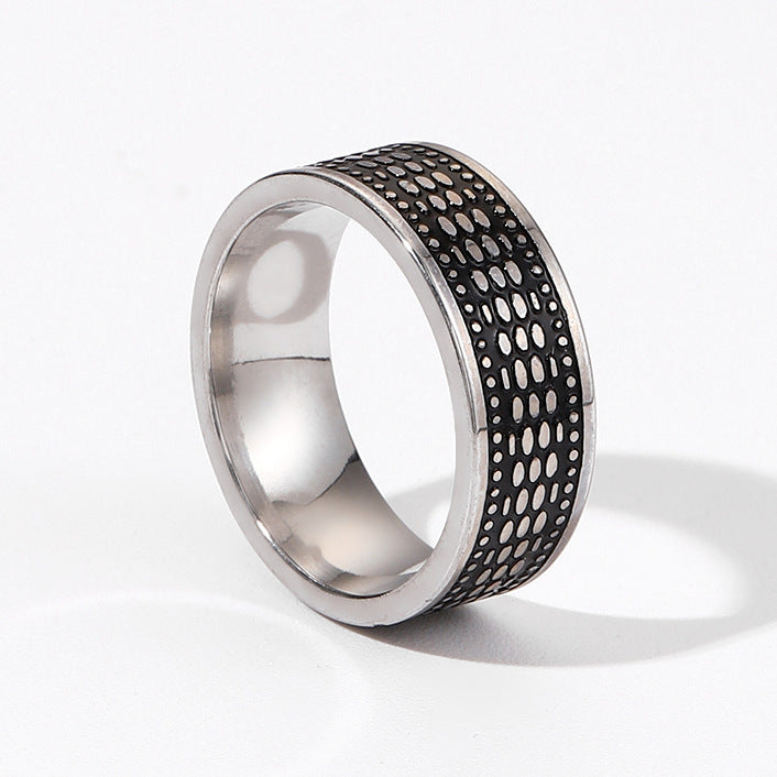 Geometric Titanium Ring Unisex Electroplated Band Jewelry