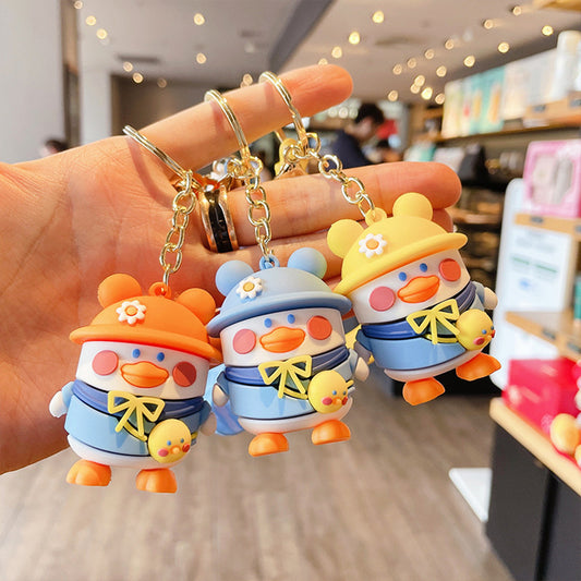 Cartoon Duck Keychain Cute Unisex PVC Pendant Drip Design Durable Plastic Key Accessory For Keys And Bags Gift