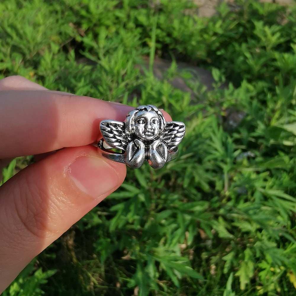 Unisex Vintage Ring Dark Silver Alloy with Heart Skull Flower and Geometric Animal Elements Anniversary Wedding