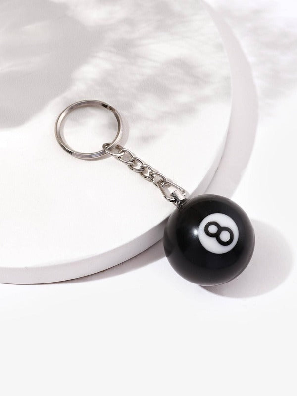 Billiards 8 Ball Keychain 25mm Black Plastic Chinese Style Pool Accessory For Players Compact Keyring Decor Art