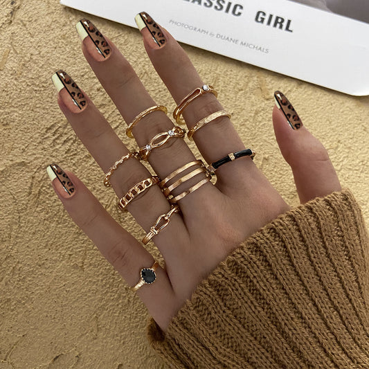 Vintage Hollow Ring Set European Alloy Knuckle Rings