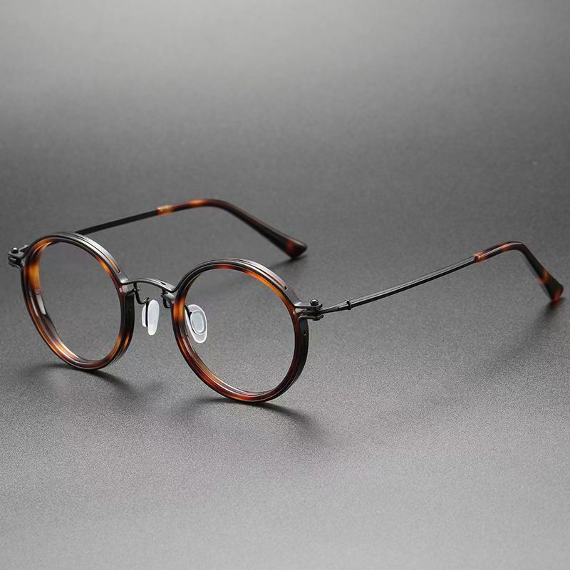 Adults Reading Glasses Round Frame Anti Blue Light Metal PC Frame Retro Eyewear Patterned Lens Readers