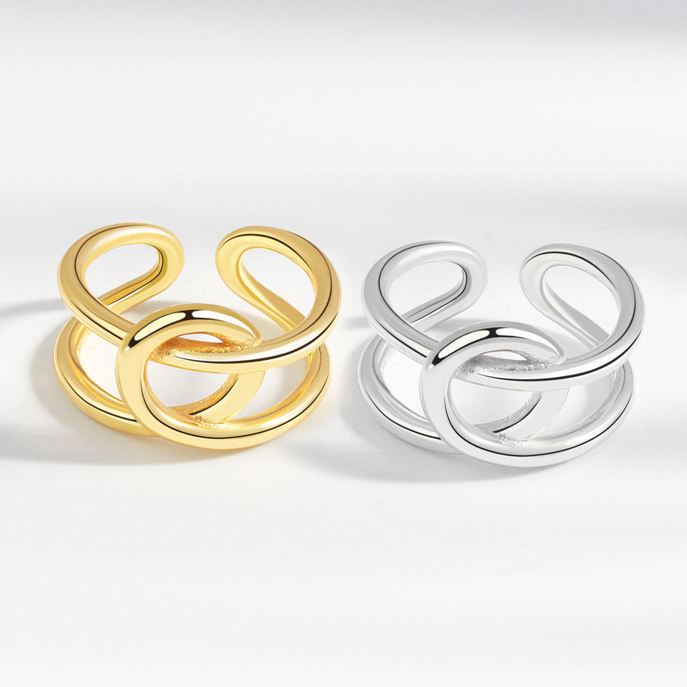 Adjustable Womens Copper Ring Vintage Knotted Cross Geometrical Statement Ring Platinum Or Gold Finish Elegant