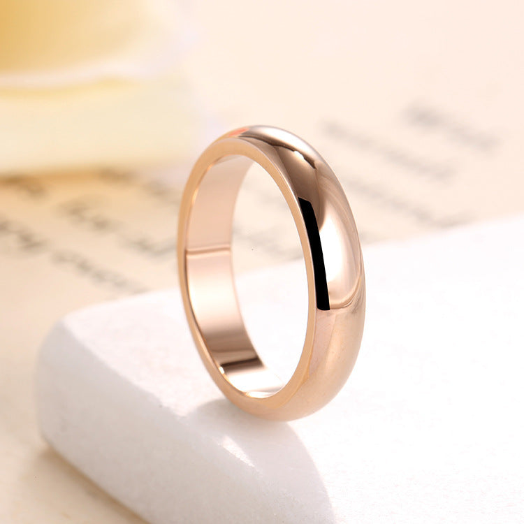 Titanium Steel Ring Glossy Electroplated Band For Couple Jewelry Rose Gold Tone Stunning Design For Couple Gift