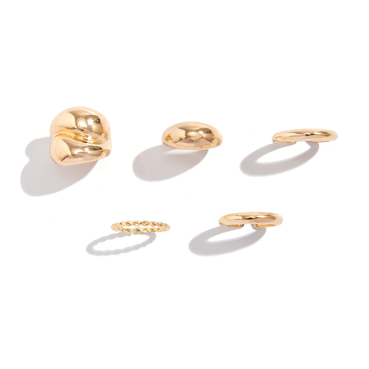 Geometric Water Drop Ring Set For Women Zinc Alloy Plated