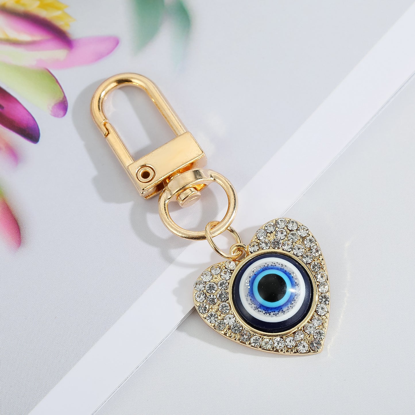Alloy Keychain Pendant Dripping Oil Eye Design Key Ring Bag Charm Fashion Accessory Durable Silver Finish Trendy Look