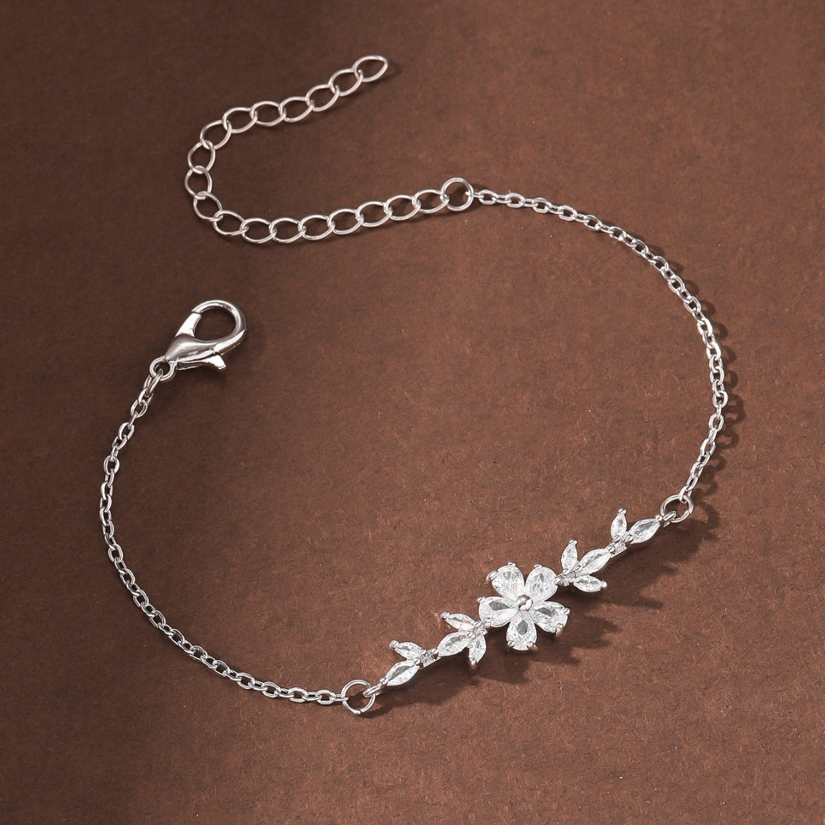 Zircon Flower Leaf Bracelet Women Travel Keepsake Gift