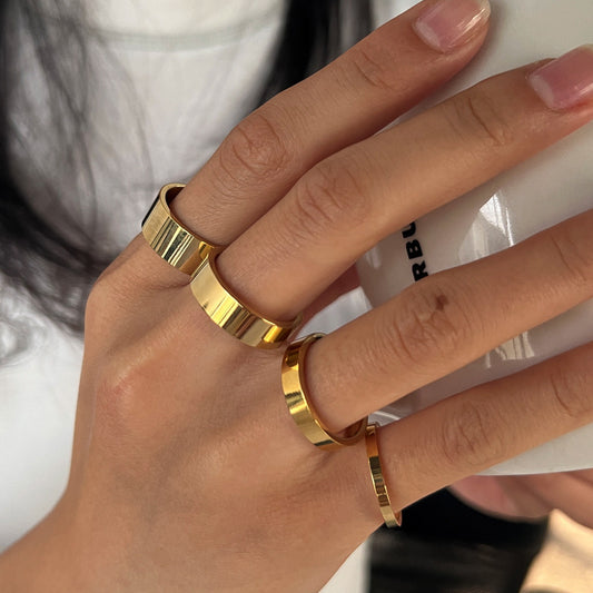 Gold Electroplated Stainless Steel Ring For Women Fashion