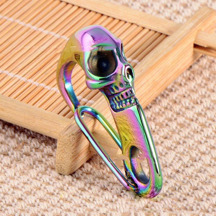 Mens Retro Skull Buckle Titanium Steel Ornament Diy Accessories Durable Metal Unique Design Buckle Steel Color Buckle