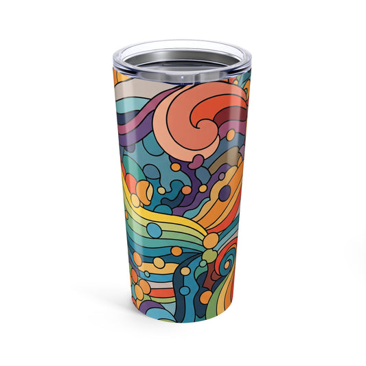 20oz Stainless Steel Tumbler With Printed Artwork Double Wall Vacuum Insulated Leak Proof Hot Cold Drinks Durable